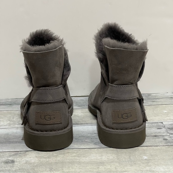 UGG Zariyah Boots Suede Shearling Ankle Booties - Charcoal Gray - Sz - 8.5 - Picture 4 of 10